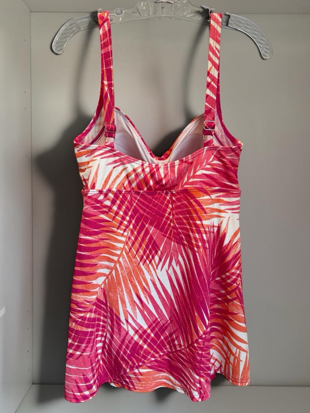 Calypso Cove Swim Dress Sz 14 Pink Orange Skirted One Piece Tropical Print - Picture 2 of 15